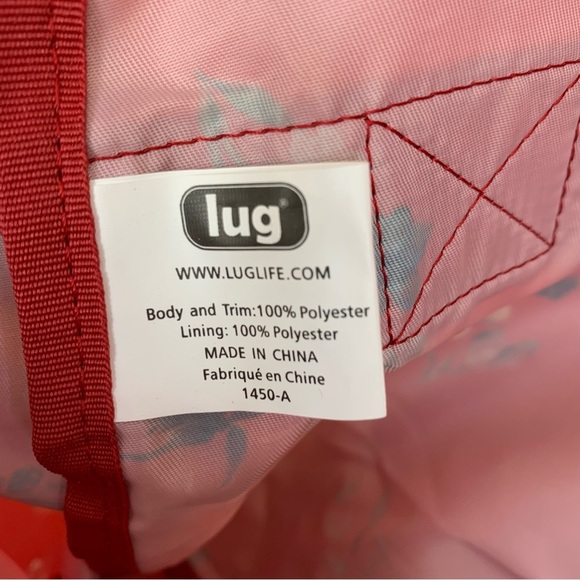 Lug Puddle Jumper Red Floral Tote Packable Trolly Sleeve EUC - Picture 6 of 8